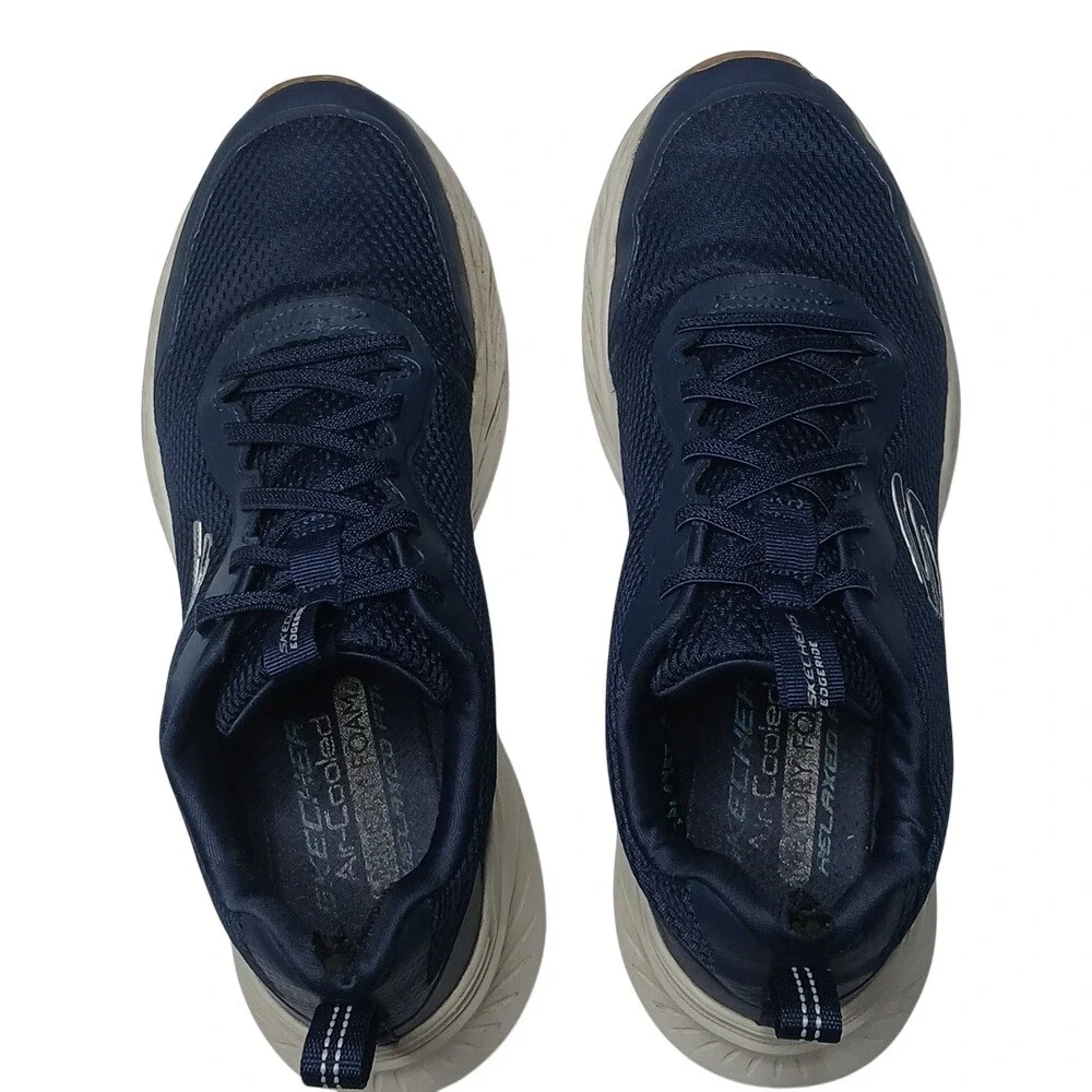 Skechers Edgeride Navy Blue White Running Shoes Mens Sneakers‎